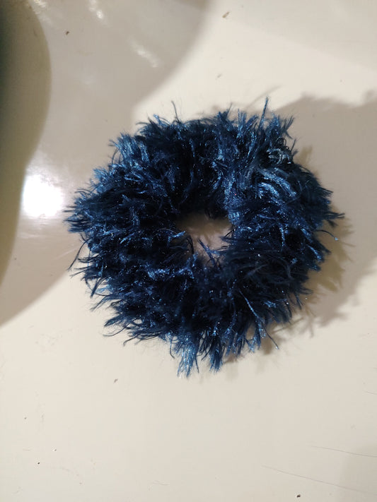 Blue silky scrunchie